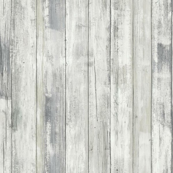 RoomMates 28.18 sq. ft. Grey Weathered Planks Peel and Stick Wallpaper