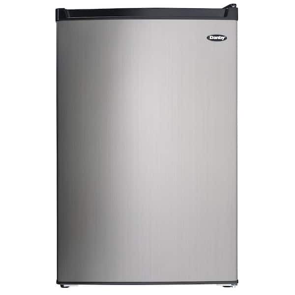 Danby 4.5 cu. ft. Mini Fridge with Freezer Section in Black/Stainless Steel