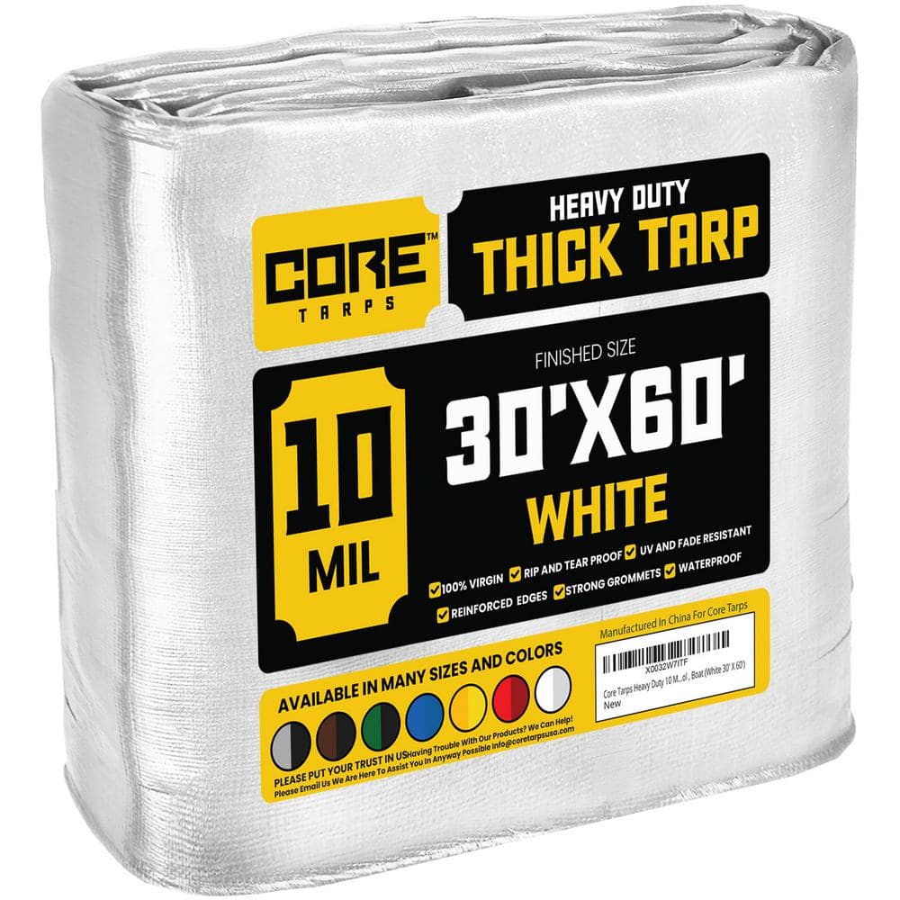 CORE TARPS 30 ft. x 60 ft. White 10 Mil Heavy Duty