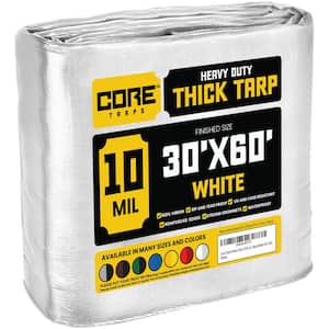 30 ft. x 60 ft. White 10 Mil Heavy Duty Polyethylene Tarp, Waterproof, UV Resistant, Rip and Tear Proof