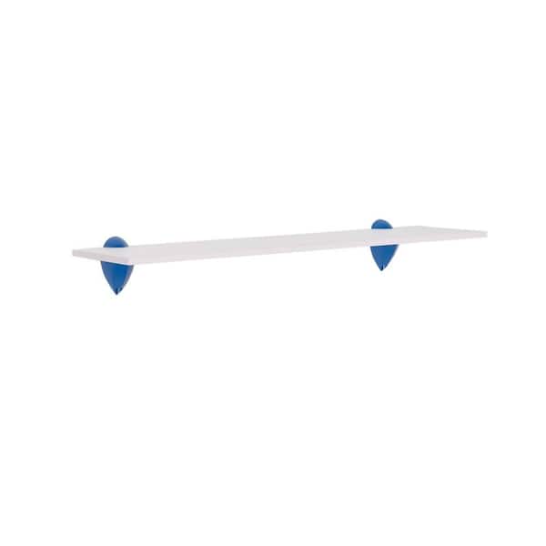 Wallscapes 23.625 in. W x 7.125 in. D Puzzle White Shelf with Jazzy Blue Brackets Decorative Shelf Kit