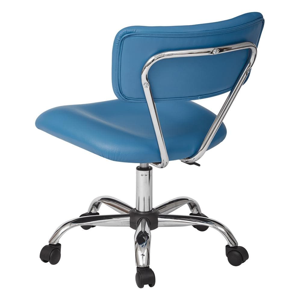 Vista Swivel Low-Back Task Chair in Blue Faux Leather