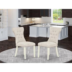 Linen White, Modern Parson Chairs - Doeskin Linen Fabric Padded Dining Chairs, Set Of 2