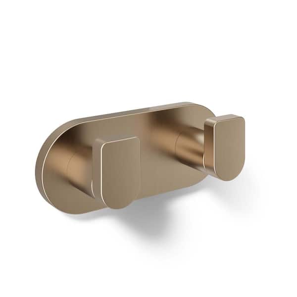 Composed Knob Double Robe Hook in Vibrant Brushed Bronze
