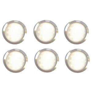 POP Hardwire LED Stainless Steel 4000K Under Cabinet Ultra Low Profile Puck Light Kit (6-Pack)
