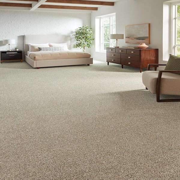 TrafficMaster Household Hues I Soft Clay Brown 31 oz. Polyester Textured Installed Carpet 0845D 23 12 The Home Depot
