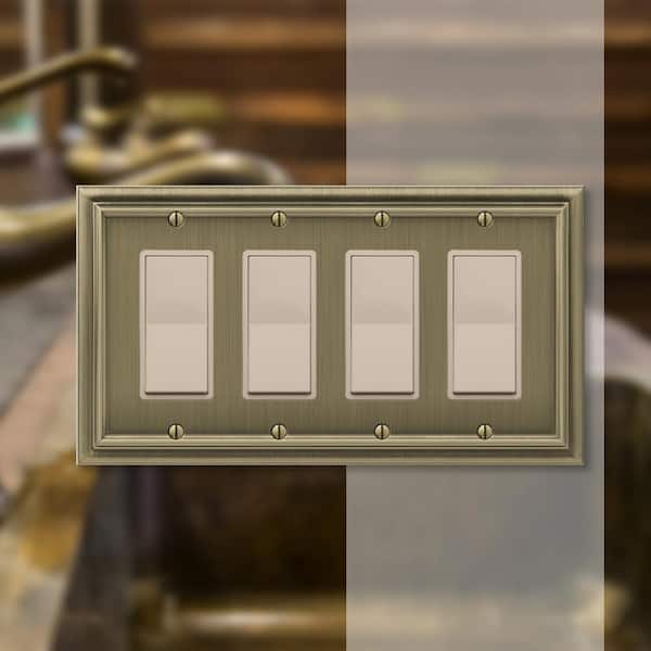 Continental 4 Gang Rocker Metal Wall Plate - Brushed Brass