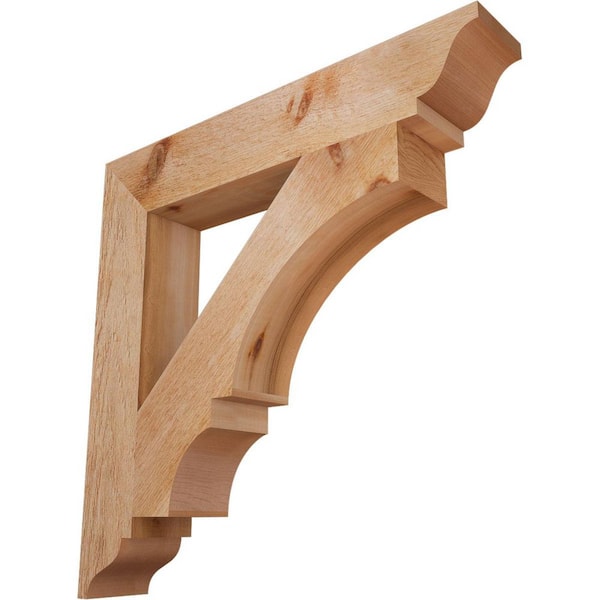 Ekena Millwork 4 in. x 24 in. x 24 in. Western Red Cedar Balboa Traditional Rough Sawn Bracket