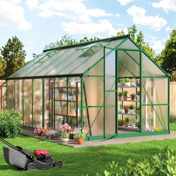 VIWAT 8 ft. W x 14 ft. D Greenhouse for Outdoors, Polycarbonate