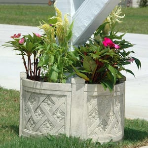 18 in. Dia x 12 in. H Light Aged White Cast Stone Fiberglass Mailbox Barrel