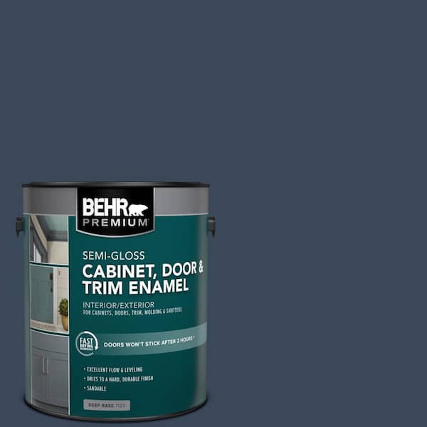 BEHR PREMIUM 1 gal. #M500-7 Very Navy Semi-Gloss Enamel Interior/Exterior Cabinet, Door & Trim Paint