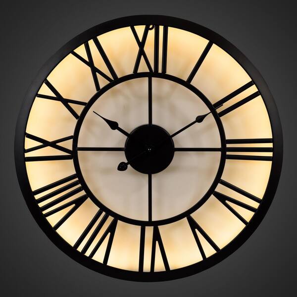 La Crosse Clock 19.7 in. Edison Lighted Analog Quartz Wall Clock