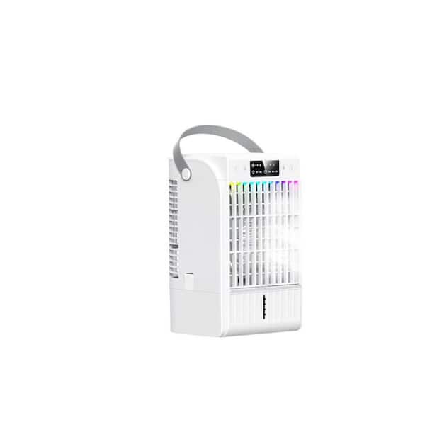 Adrinfly 2-6 Hours 1500 ML Portable Evaporative Air Cooler 4-Wind Speeds 2-Spray Modes Timer 7-Color Night Light White