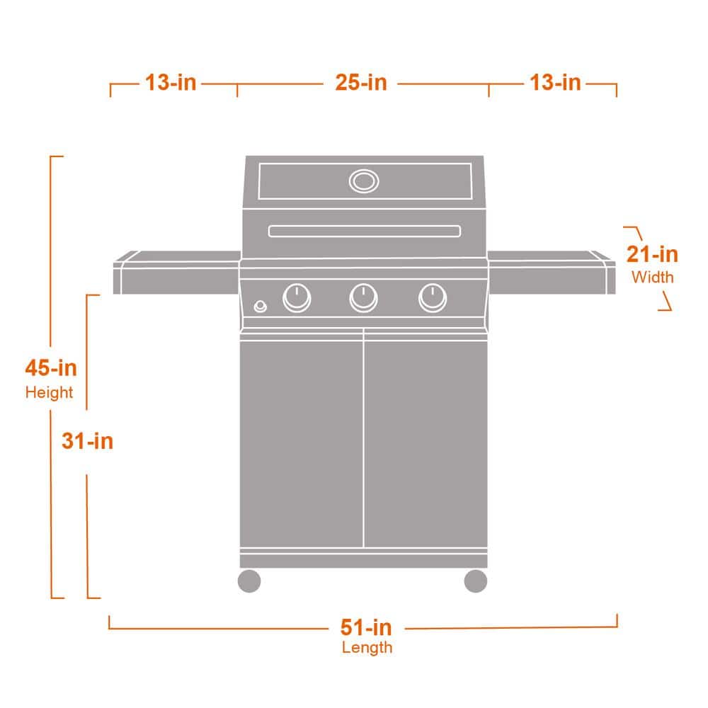 Mesa 300 Stainless Steel 3-Burner Propane Gas Grill with Side Burner