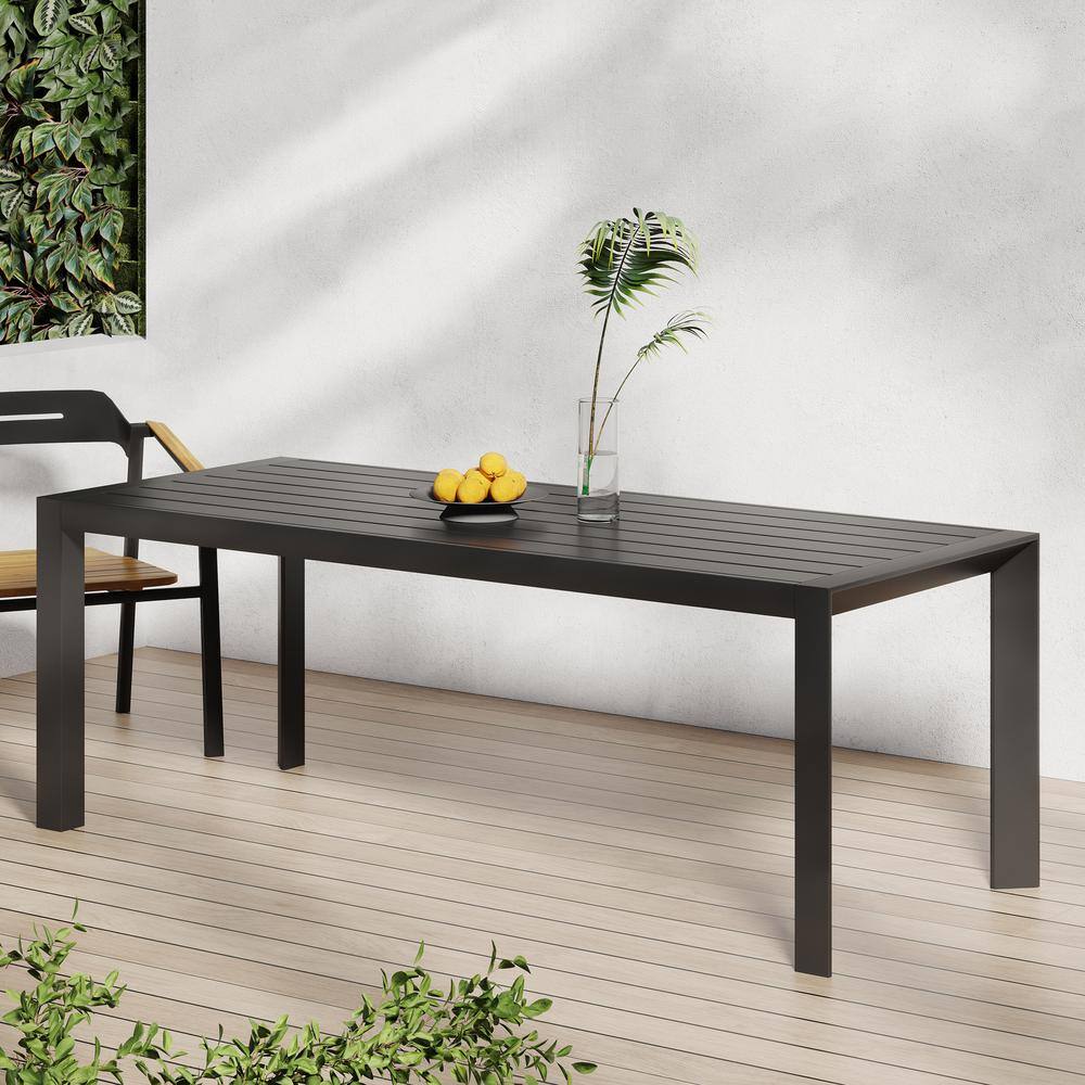 Black Aluminum Rectangular Outdoor Dining Table, 70"