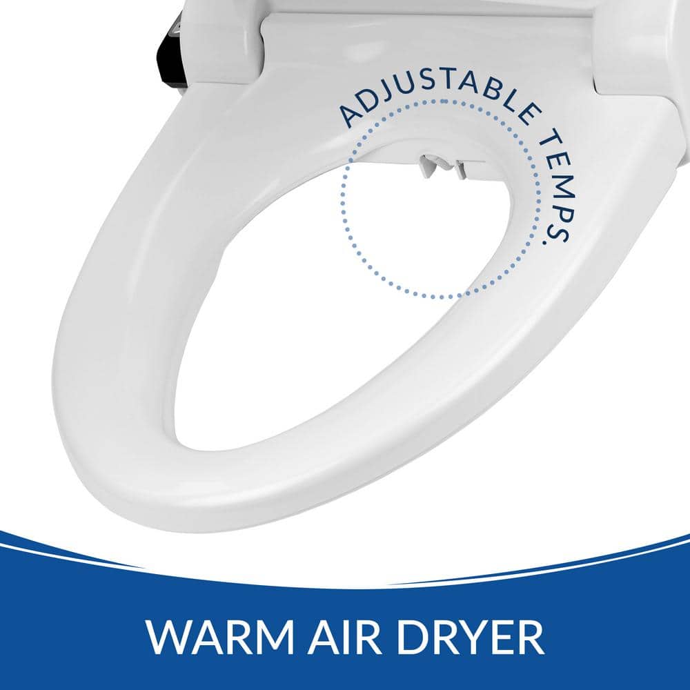 White Heated Round Electric Bidet Toilet Seat with Remote