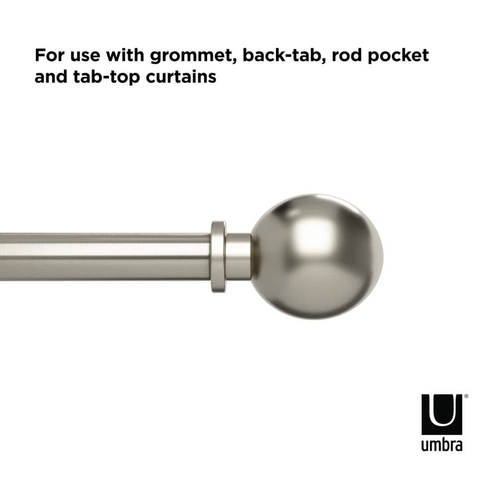Nickel Adjustable Steel Curtain Rod with Ball Finials