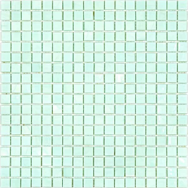 Apollo Tile Skosh 4" x 6" Glossy Light Blue-Green Glass Mosaic Uniform square Wall and Floor Sample Tile 0.13 sq. ft./Piece (1-Pack)