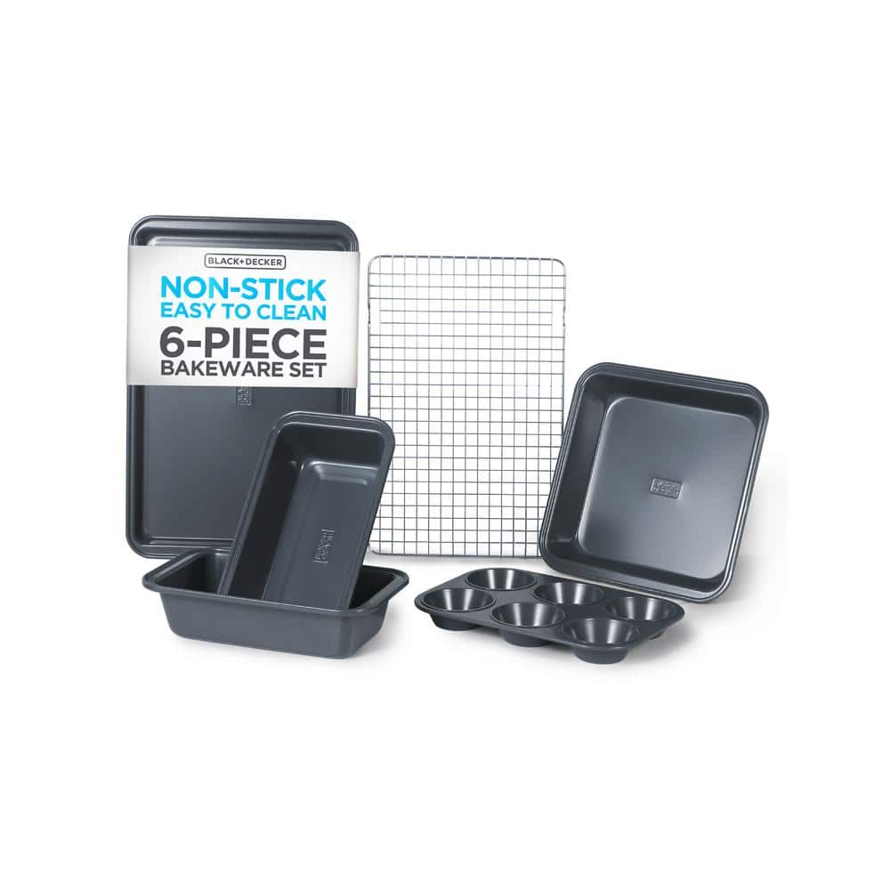 BLACK+DECKER 6-Piece Carbon Steel Bakeware Set, 0. 4mm Carbon