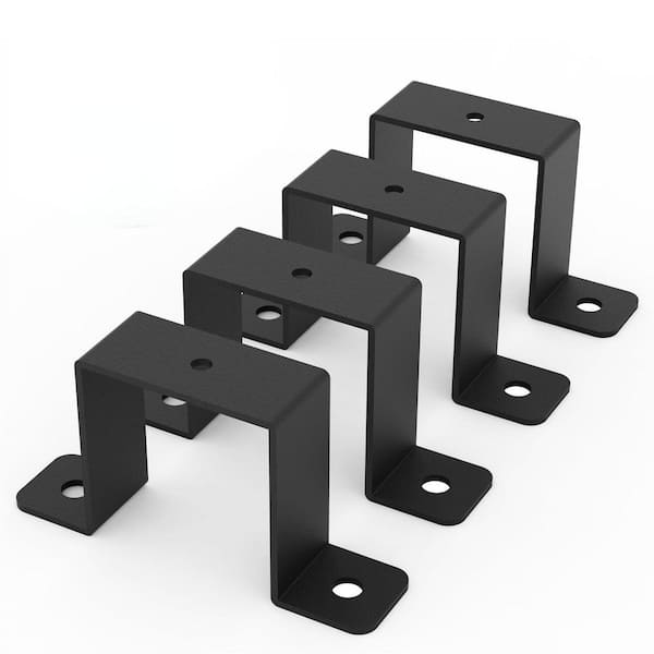 NVNOO 4 in. Deck Fence Tie for 2 in. x 2 in. Post, U-Shaped Bracket for Pipes, Balcony Stairs Railing, Black (4-Pack)