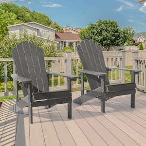 Weather Resistant Charcoal Gray Plastic Adirondack Chair (Set of 2)