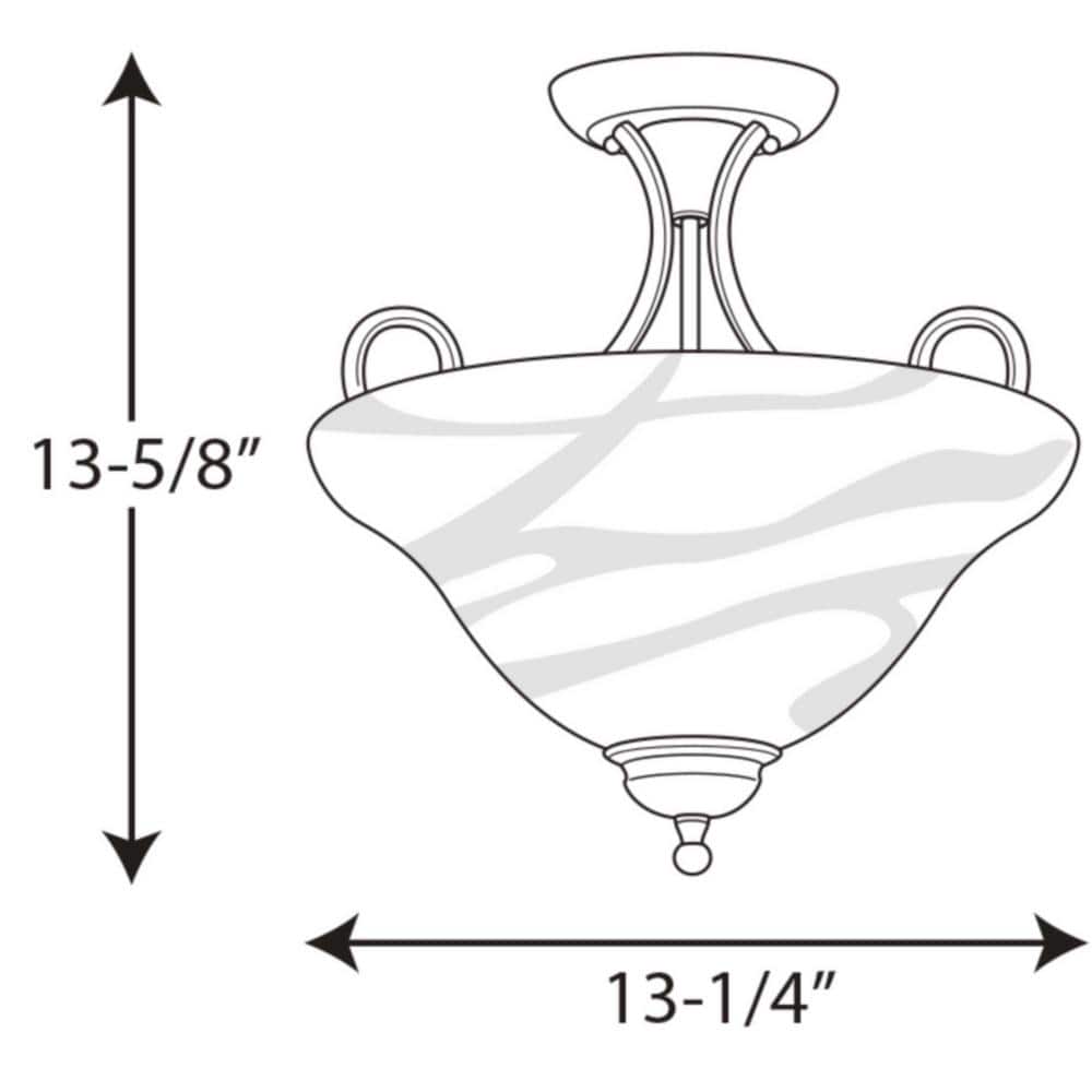 Brushed Nickel Semi-Flush Light with Alabaster Glass Shade