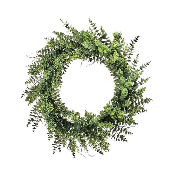 Regency International 30 in. Mature Grey Green Artificial Eucalyptus Wreath