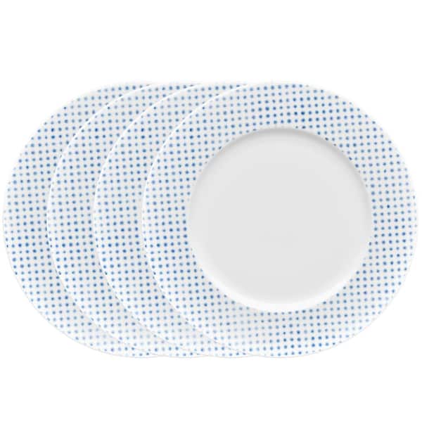 Noritake Blue Hammock 11 in. (Blue) Porcelain Dots Rim Dinner Plates, (Set of 4)