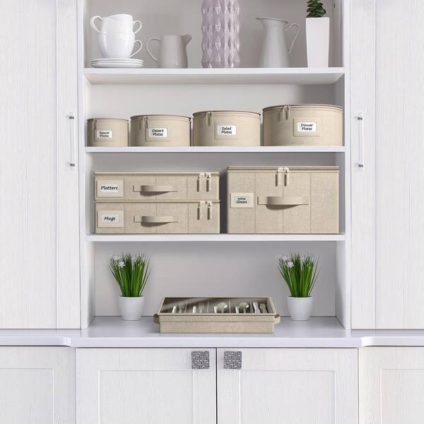 Sorbus Beige Freestanding Stemware Organizer with Handles 2 Pack