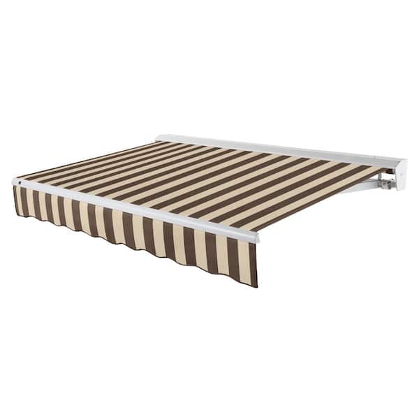 AWNTECH 24 ft. Destin Left Motorized Retractable Awning with Hood (120 in. Projection) in Brown/Tan