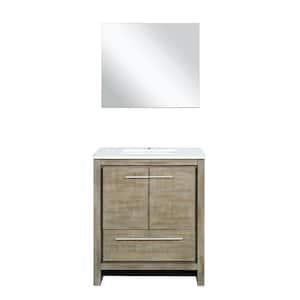 Lafarre 30 in W x 20 in D Rustic Acacia Bath Vanity, Cultured Marble Top and 28 in Mirror
