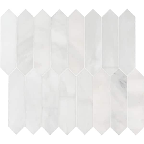 MSI Arabescato Carrara Picket 10.63 in. x 12 in. Honed Marble Patterned Look Floor and Wall Tile (8.9 sq. ft./Case)