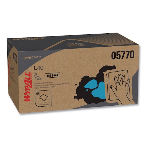 L40 Towels, Pro Towels, 12 in. x 23 in., White, 45/Box, 12/Carton