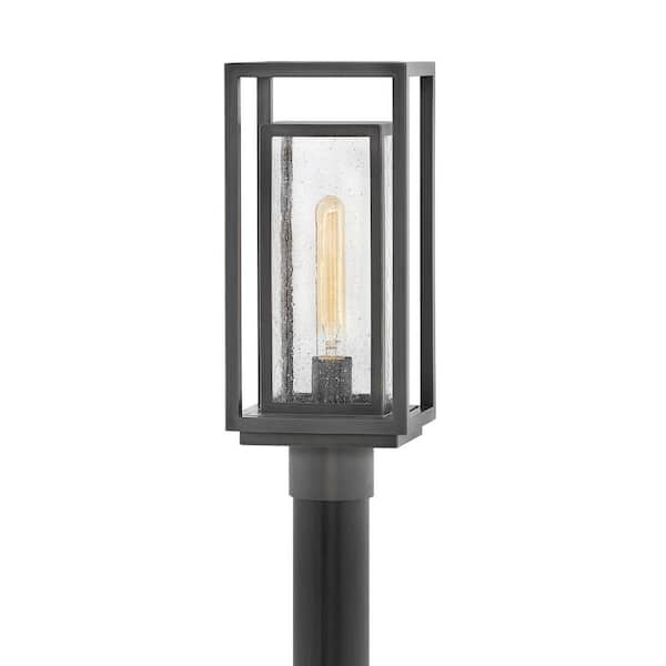 Republic 1-Light Oil Rubbed Bronze Composite Plastic Weather Resistant Post Light with LED Bulbs Included