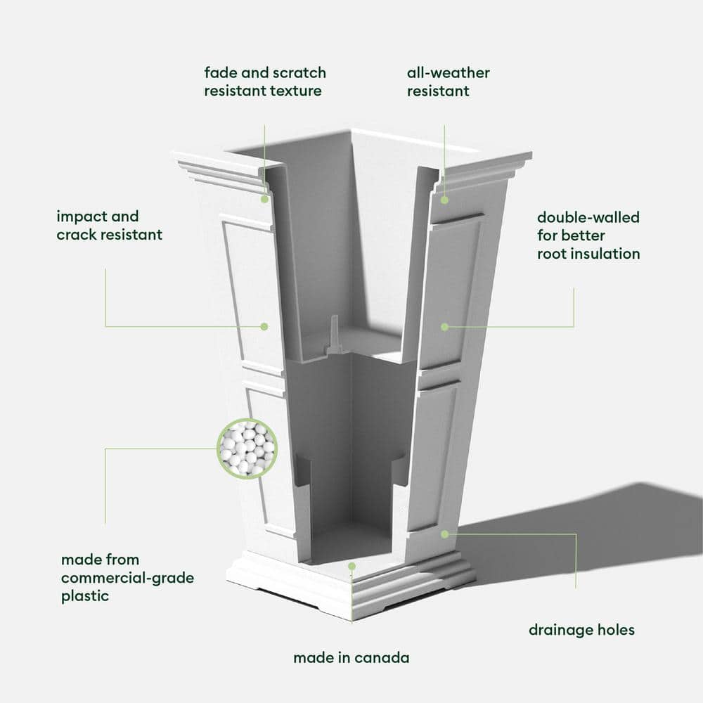 Veradek Brixton Tall 28-inch White Plastic Planter