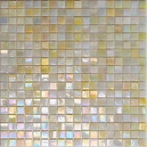 Skosh 11.6 in. x 11.6 in. Glossy Sentimental Beige Glass Mosaic Wall and Floor Tile (18.69 sq. ft./case) (20-pack)