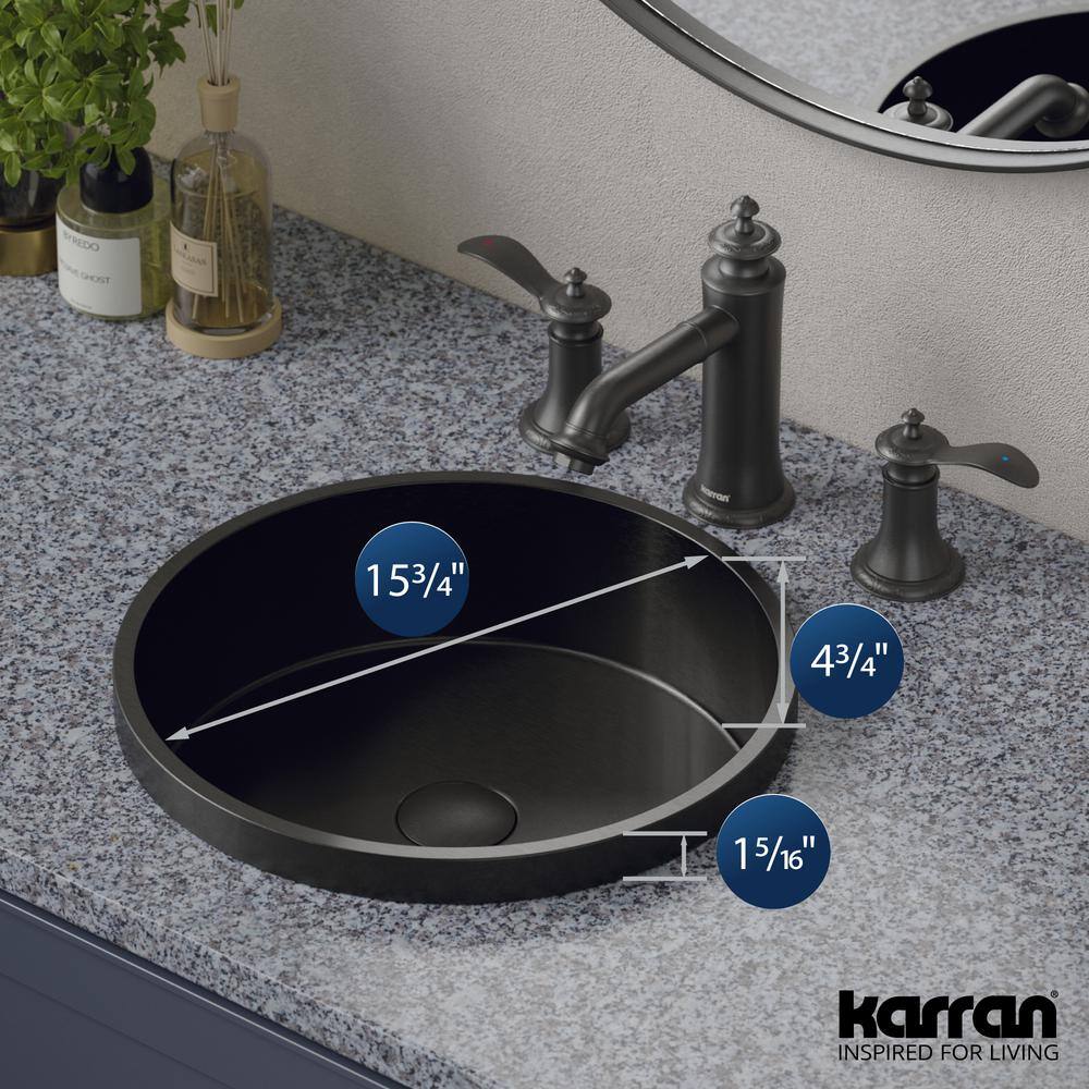 Gunmetal Grey 15'' Stainless Steel Circular Bathroom Sink