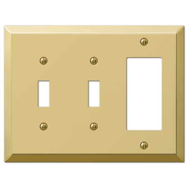 AMERELLE Metallic 3 Gang 2-Toggle and 1-Rocker Steel Wall Plate - Polished Brass