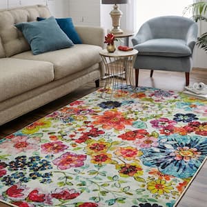 Blossoms Rainbow 5 ft. x 8 ft. Floral Area Rug