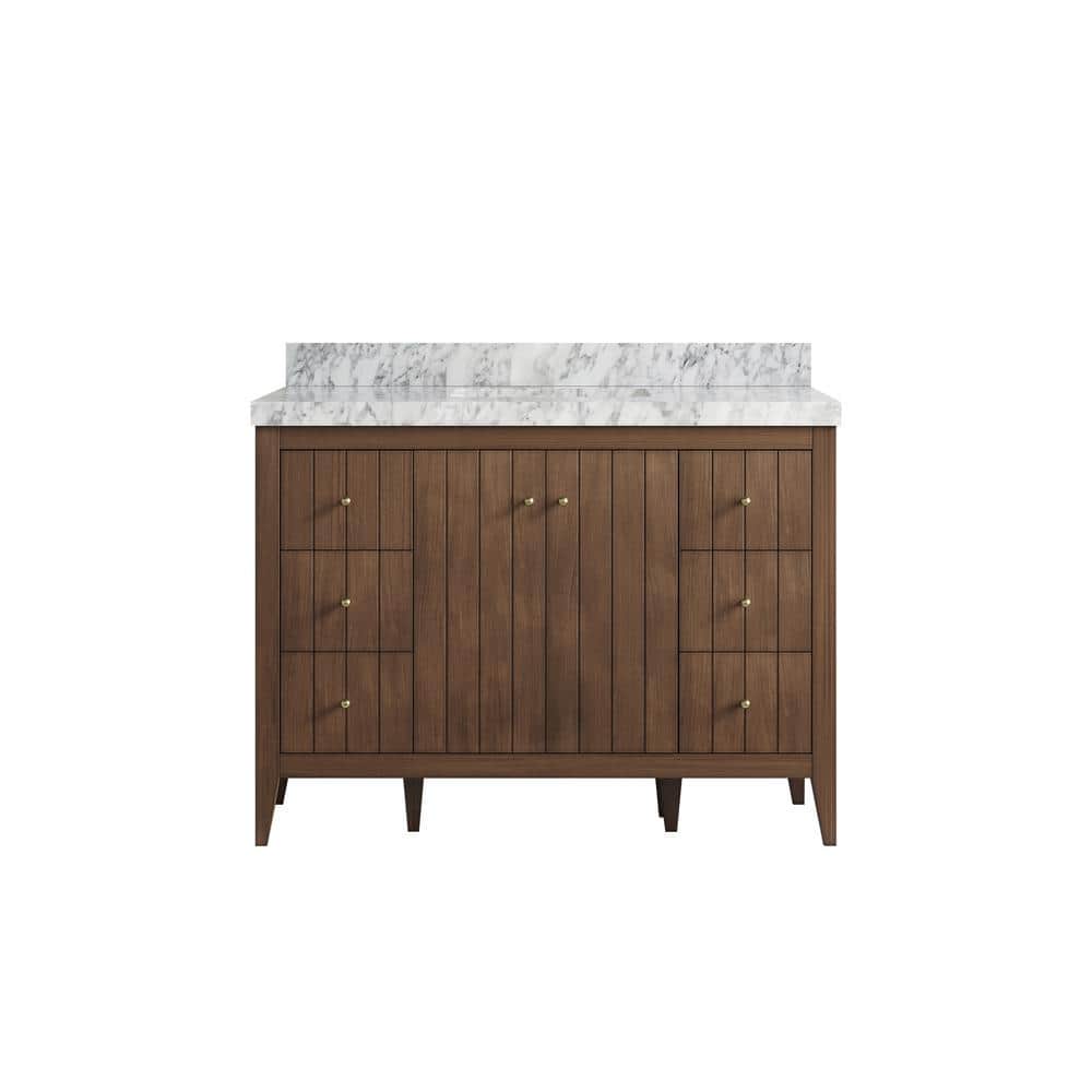 Atlanta Teak 48 in. W x 22 in. D x 36 in. H Single Sink Bath Vanity in Dark Natural with 2 in. Carrara Marble Top price history on PriceWatchPro
