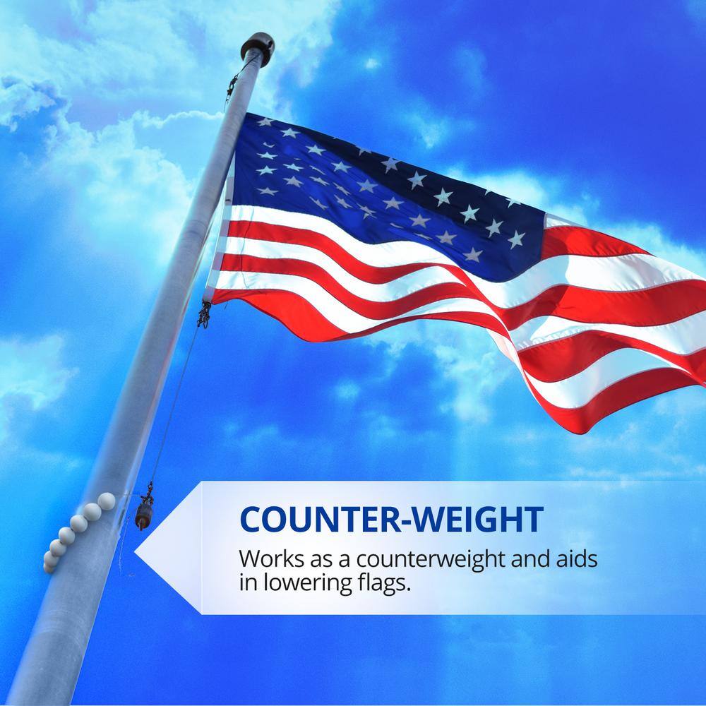 White 15-Inch Beaded Flag Retainer Ring for Flagpoles