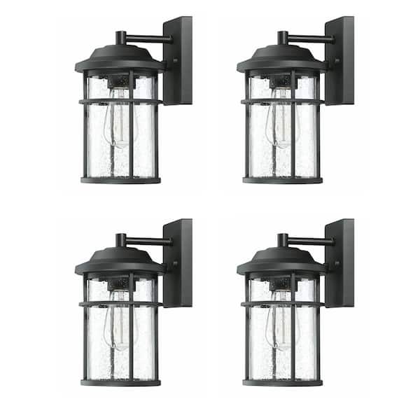 INNOBULE 1-Light Matte Black Outdoor Wall Sconce Lantern Light (4-Pack)
