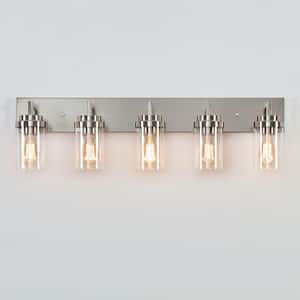 KAWOTI 36 in. 5-Light Brushed Nickel Vanity Light