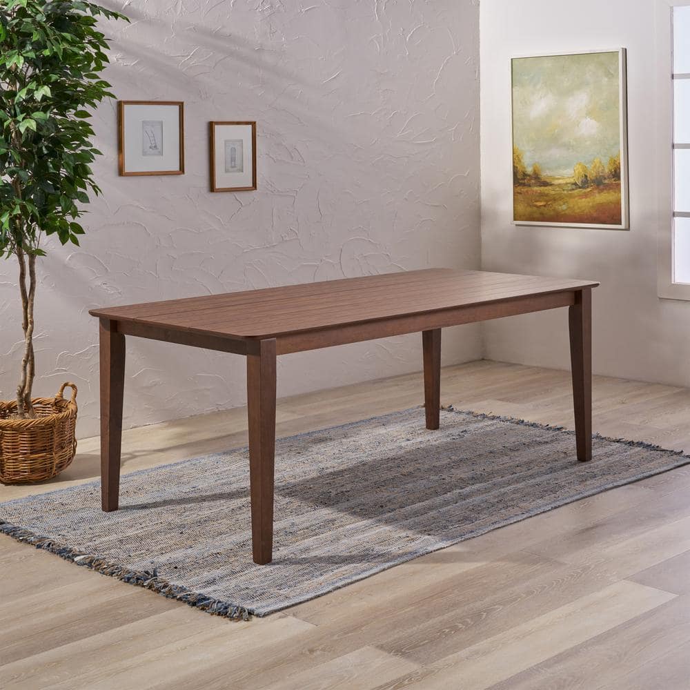 Farmhouse Charm Walnut Finish 8-Seater Square Dining Table