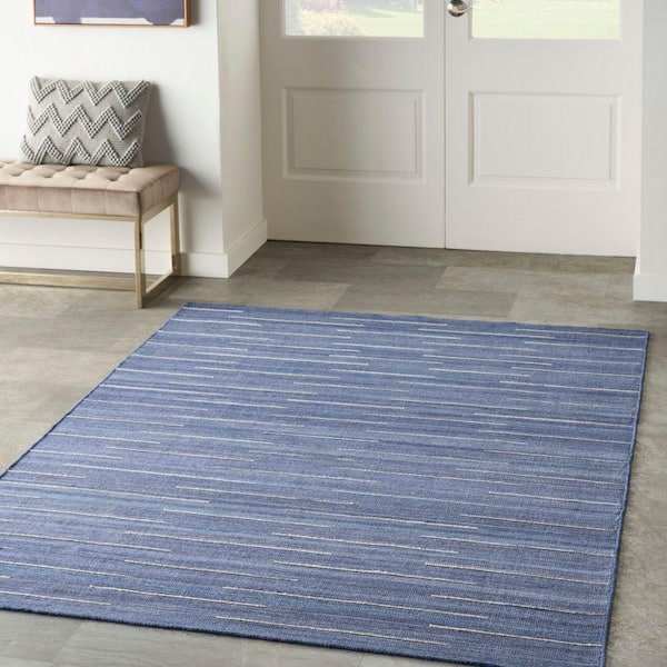 Interweave Navy 5 ft. x 7 ft. Solid Ombre Geometric Modern Area Rug
