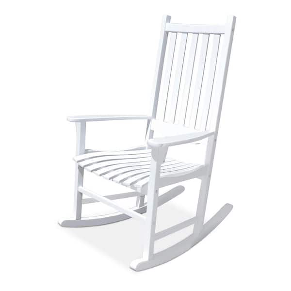 White Acacia Wood Outdoor Rocking Chair