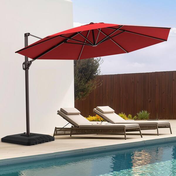 cantilever tilt patio umbrella PatioKingdom 9FT Outdoor Umbrella, Autotilt please make sure to close it completely to prevent wind and rain PURPLE LEAF Best Value Square