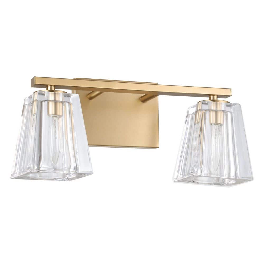 Valentin 15-in. 2-light Champagne Gold Vanity Light with Clear Pressed Glass Shades price history on PriceWatchPro