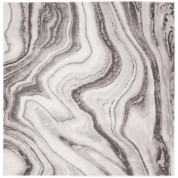 SAFAVIEH Craft Gray/Silver 9 ft. x 9 ft. Square Marbled Abstract Area Rug