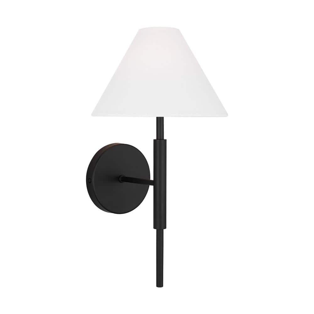 Midnight Black and White Linen Wall Sconce